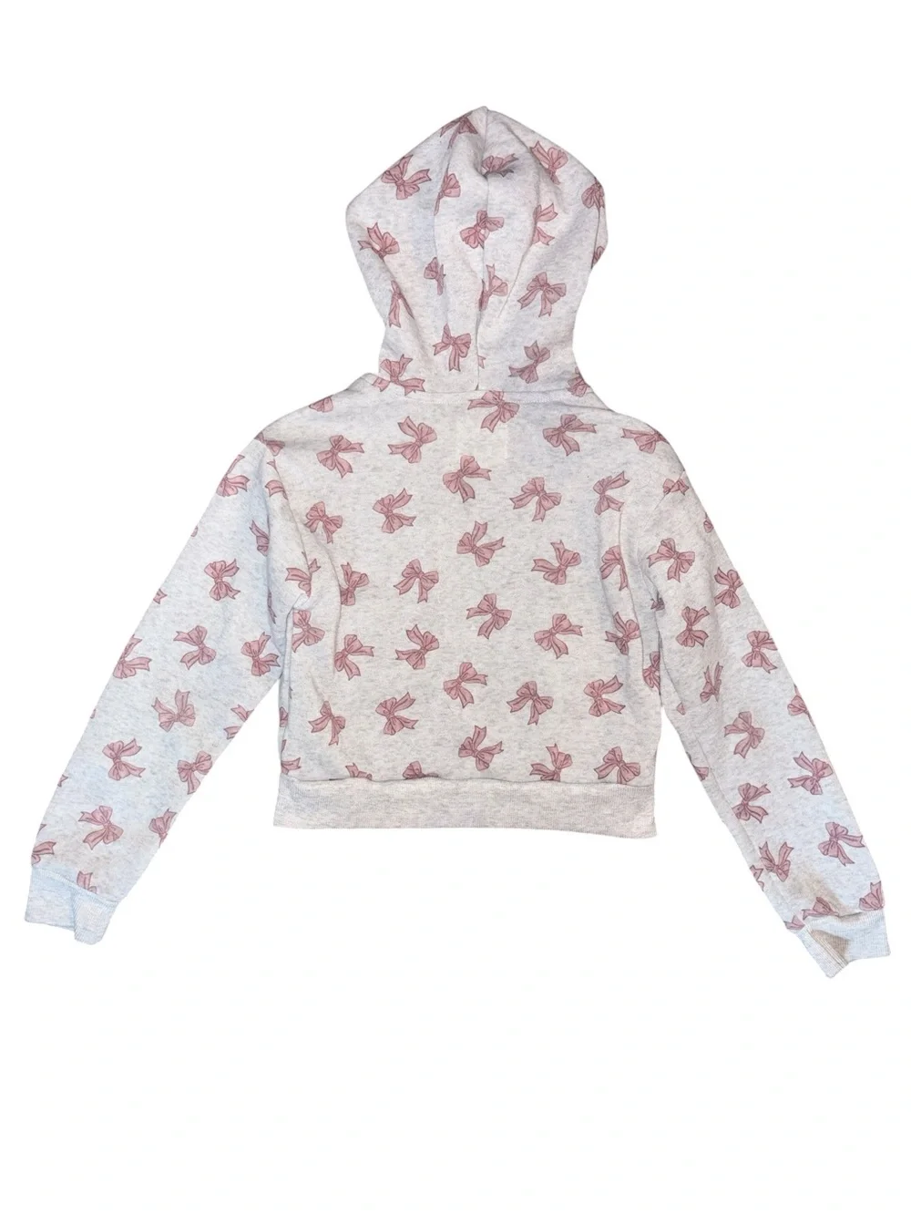 No Comment Girls Gray Hoodie & Jogger Set with Pink Bow Print